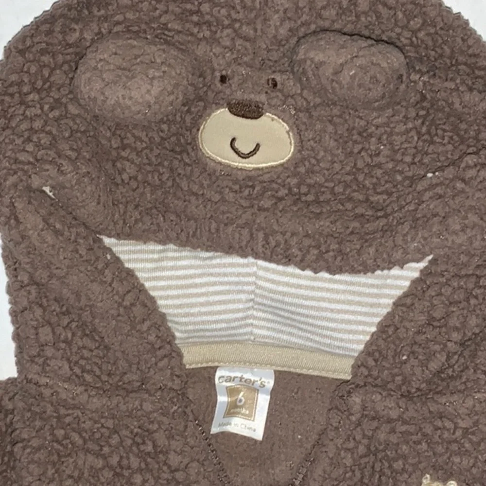 Carter’s Baby Light Fleece Jacker with Brown Bear Accents - Size 6M